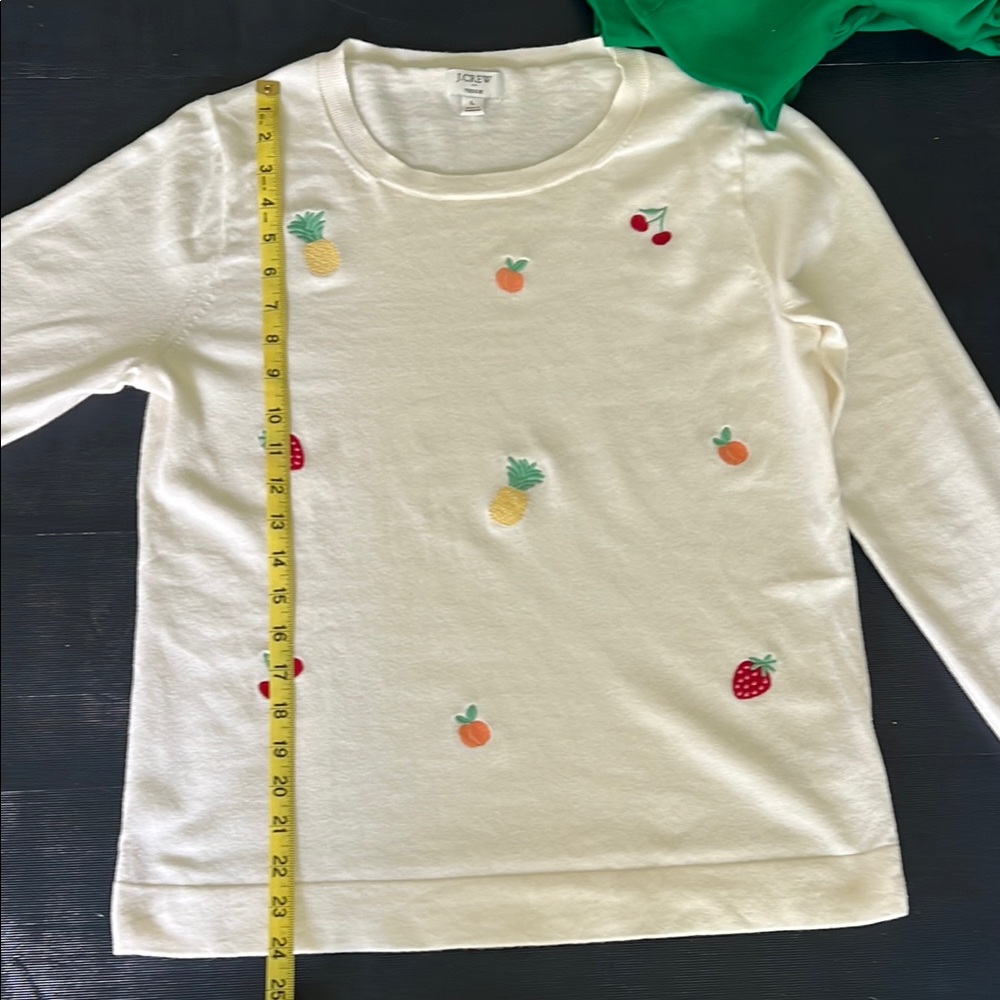 J. Crew Cream Crew Neck Sweater with Playful Details